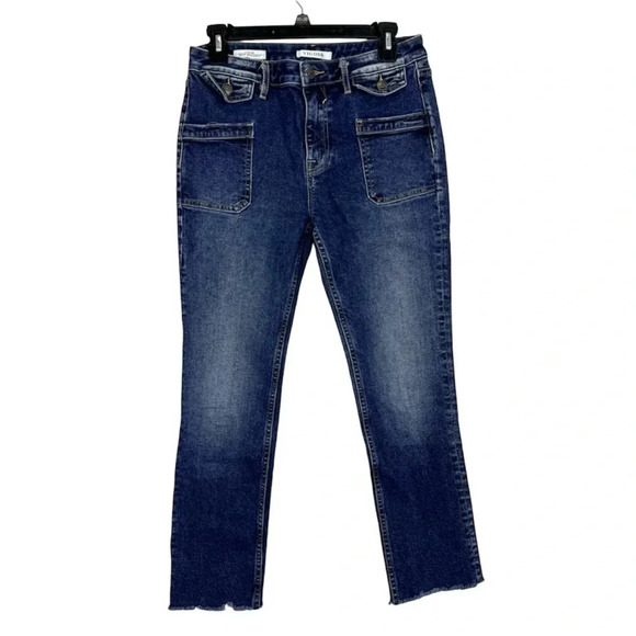 Vigoss Stevie Crop Straight Leg Jeans Sz 28 Blue Vintage Wash Patch Pocket 30x26 - Picture 1 of 9